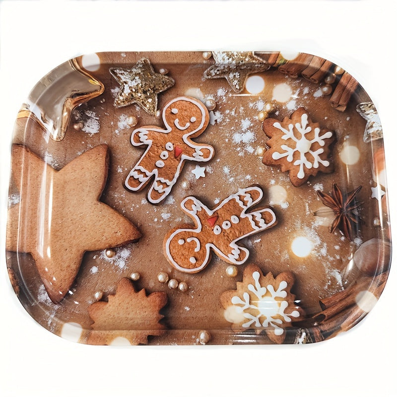 1pc, Christmas Rolling Tray, For Candy, Spices, And Tobacco, Large Metal Tobacco Rolling Tray, Cigarette Rolling Tray, Tobacco Wake Up Tray,