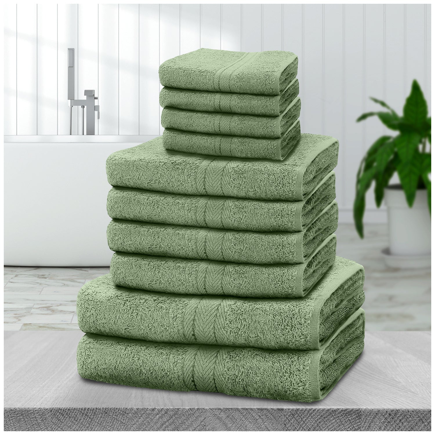 10pcs Towel Bale Set | Luxurious 100% Cotton Towels Family Pack | Quick-Drying, Highly Absorbent & Ultra-Soft Fabric | Includes 4 Face Towels, 4 Hand Towels, 2 Bath Towels | Available in 16 Elegant Colours | Ideal for Home, Gym, Spa, or Beach Use | Durabl