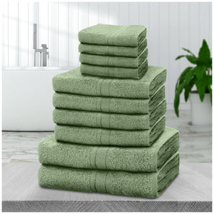 10pcs Towel Bale Set | Luxurious 100% Cotton Towels Family Pack | Quick-Drying, Highly Absorbent & Ultra-Soft Fabric | Includes 4 Face Towels, 4 Hand Towels, 2 Bath Towels | Available in 16 Elegant Colours | Ideal for Home, Gym, Spa, or Beach Use | Durabl