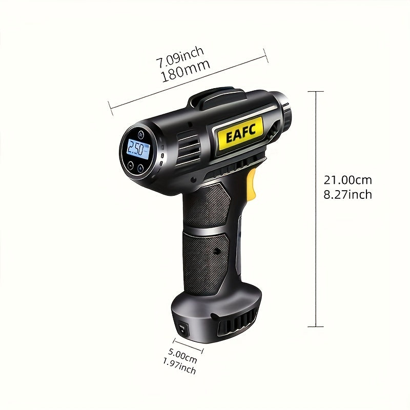 Portable Air Compressor: 150PSI Cordless Car Tire Inflator Pump With Pressure Gauge & Light - Perfect For Cars, Motorcycles & Bicycles!