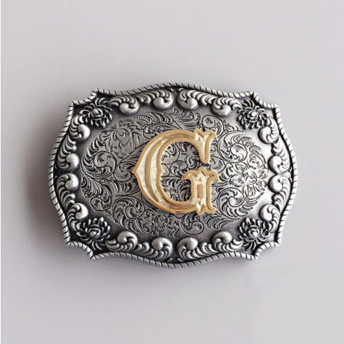 Western Men‘s Zinc alloy Leather Belt Buckle Cowboy Letter G shape Pattern US Local Shipping