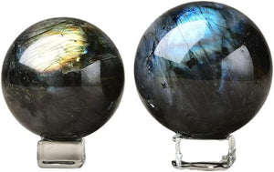Blue Flash Labradorite Ball Healing Sphere Meditation Chakra Room Decor Office Gift Energy Crystals Reiki Stones Collectible Sphere Stone Rocks Mineral (50-55mm)