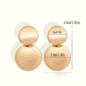 Double Round Design Dangle Earrings Alloy 14K Gold Plated Simple Classic Style For Women Girls Party Ear Accessories