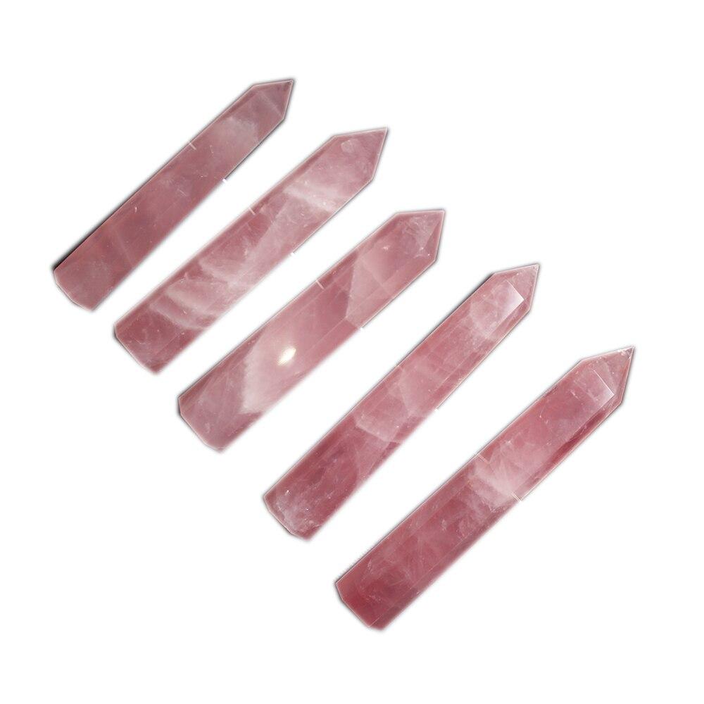 1pc Natural rose quartz crystal point  Pink crystal column Hand polished hexagon for Home Furnishing decoration