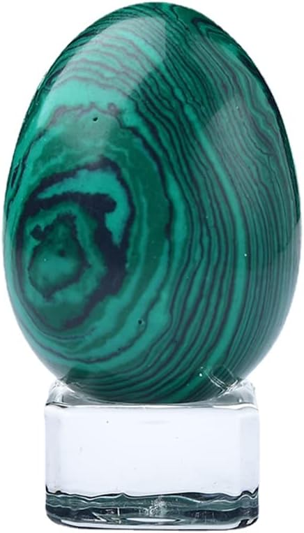 Crystal Massage Egg Sphere Sculpture Healing Crystal Ball Divination Gemstone Figurine 2 Inch Easter Egg with Stand for Room Decoration (Green Cat Eye)