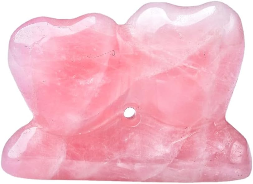 Crystal Heart Shaped Rose Quartz Double Heart Decor Healing Ornament Valentine Gift Gemstone Wicca and Reiki Figurine for Girlfriend Mother (Duck Set)