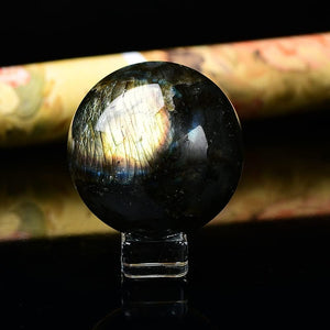 Blue Flash Labradorite Ball Healing Sphere Meditation Chakra Room Decor Office Gift Energy Crystals Reiki Stones Collectible Sphere Stone Rocks Mineral (50-55mm)