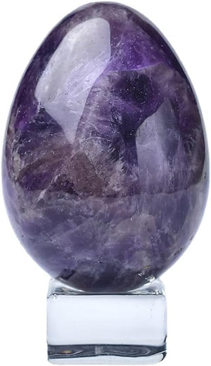 Crystal Massage Egg Sphere Sculpture Healing Crystal Ball Divination Gemstone Figurine 2 Inch Easter Egg with Stand for Room Decoration (Green Cat Eye)