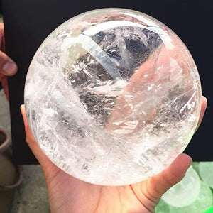 Natural Clear Quartz Crystal Ball,White Crystal Sphere Healing Crystal Ball with Stand Home Decor Prosperous Love Invite Wealth + Pedestal (300g)…