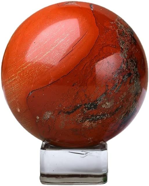 Red Jasper Ball Healing Sphere with Stand Meditation Chakra Room Decor Office Gift Energy Crystals Reiki Stones Collectible Sphere Stone Rocks Mineral (55-63mm)
