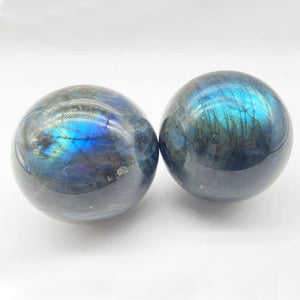 Natural Labradorite Sphere Rock Quartz Crystal Ball Healing Ornament Specimen + Pedestal (200g)