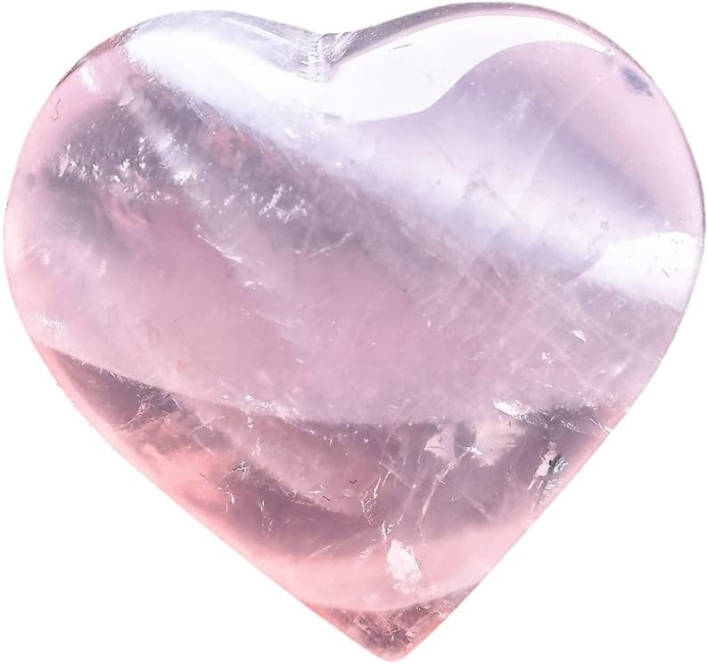 Crystal Heart Shaped Rose Quartz Double Heart Decor Healing Ornament Valentine Gift Gemstone Wicca and Reiki Figurine for Girlfriend Mother (Duck Set)