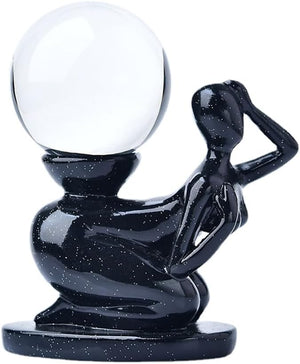 Yoga Women Crystal Holder with Ball Crystal Display for Globe Celestial Athlete Design for Decor Crystal Marble Display (Style C)