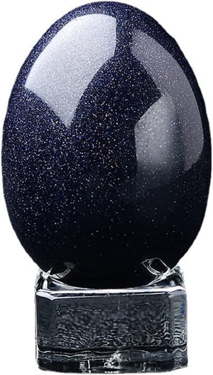 Crystal Massage Egg Sphere Sculpture Healing Crystal Ball Divination Gemstone Figurine 2 Inch Easter Egg with Stand for Room Decoration (Green Cat Eye)