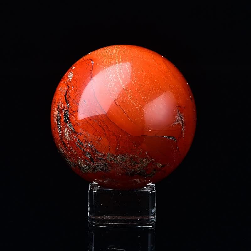 Red Jasper Ball Healing Sphere with Stand Meditation Chakra Room Decor Office Gift Energy Crystals Reiki Stones Collectible Sphere Stone Rocks Mineral (55-63mm)