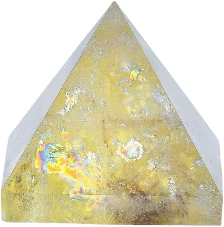 Crystal Pyramid Healing Ornament High Vibration Gemstone Crystal Gift Home Decor Wicca and Reiki Figurine for Collecting and Protection (Rose Quartz,40mm(1.57''))