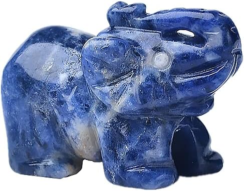 Crystal Decor 2 Inch Elephant Quartz Figurine Statue Natural Healing Crystal Carved Gemstone Stone Sculpture (A-Opal)