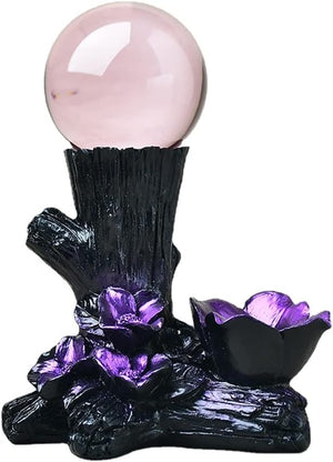 Tree Crystal Ball Stand Mushroom Sphere Stand Crystal Ball Holder Branch Stand Decoration for Crystal Ball Display Stand Home Decor Cute Animal DIY Design (Purple,Snail and Mushroom)