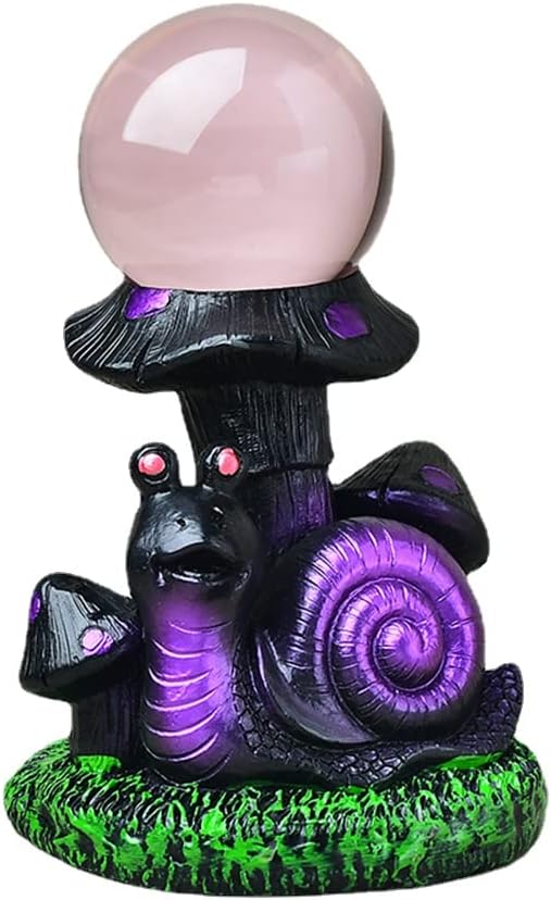 Tree Crystal Ball Stand Mushroom Sphere Stand Crystal Ball Holder Branch Stand Decoration for Crystal Ball Display Stand Home Decor Cute Animal DIY Design (Purple,Snail and Mushroom)
