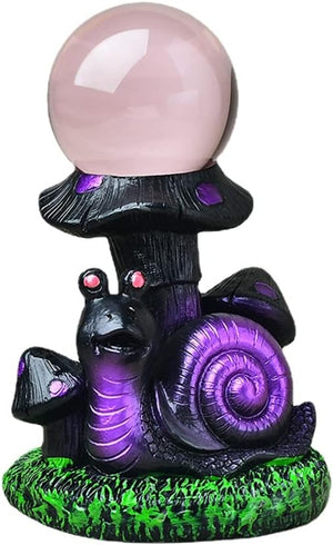 Tree Crystal Ball Stand Mushroom Sphere Stand Crystal Ball Holder Branch Stand Decoration for Crystal Ball Display Stand Home Decor Cute Animal DIY Design (Purple,Snail and Mushroom)