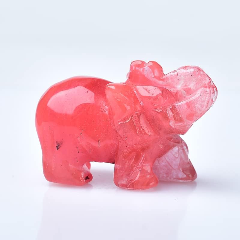 Crystal Decor 2 Inch Elephant Quartz Figurine Statue Natural Healing Crystal Carved Gemstone Stone Sculpture (A-Opal)