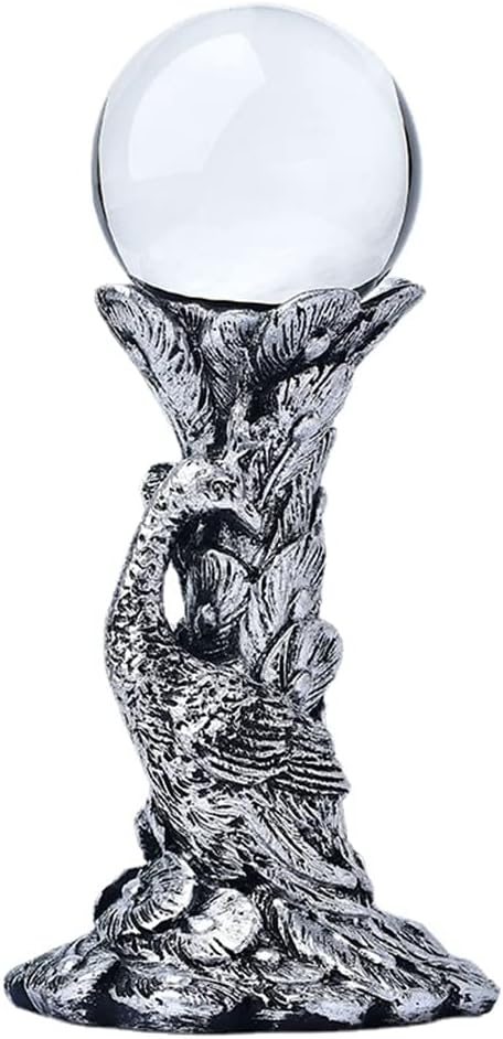 Globe Stand Peacock Sphere Stand Crystal Ball Holder Office Decoration for Crystal Ball Display Stand Home Decor Cute Animal DIY Design (Gold with Ball)