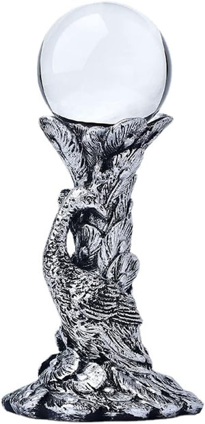 Globe Stand Peacock Sphere Stand Crystal Ball Holder Office Decoration for Crystal Ball Display Stand Home Decor Cute Animal DIY Design (Gold with Ball)