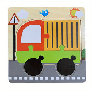 Delightful Wooden Puzzle Set For Early Education - Cartoon Animal Transportation Puzzles For Babies 1-4 Years Old,Halloween/Christmas Gift