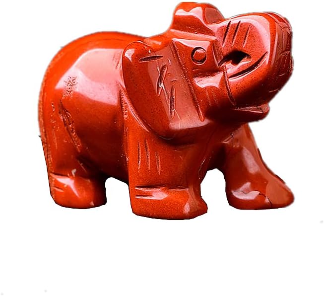 Crystal Decor 2 Inch Elephant Quartz Figurine Statue Natural Healing Crystal Carved Gemstone Stone Sculpture (A-Opal)