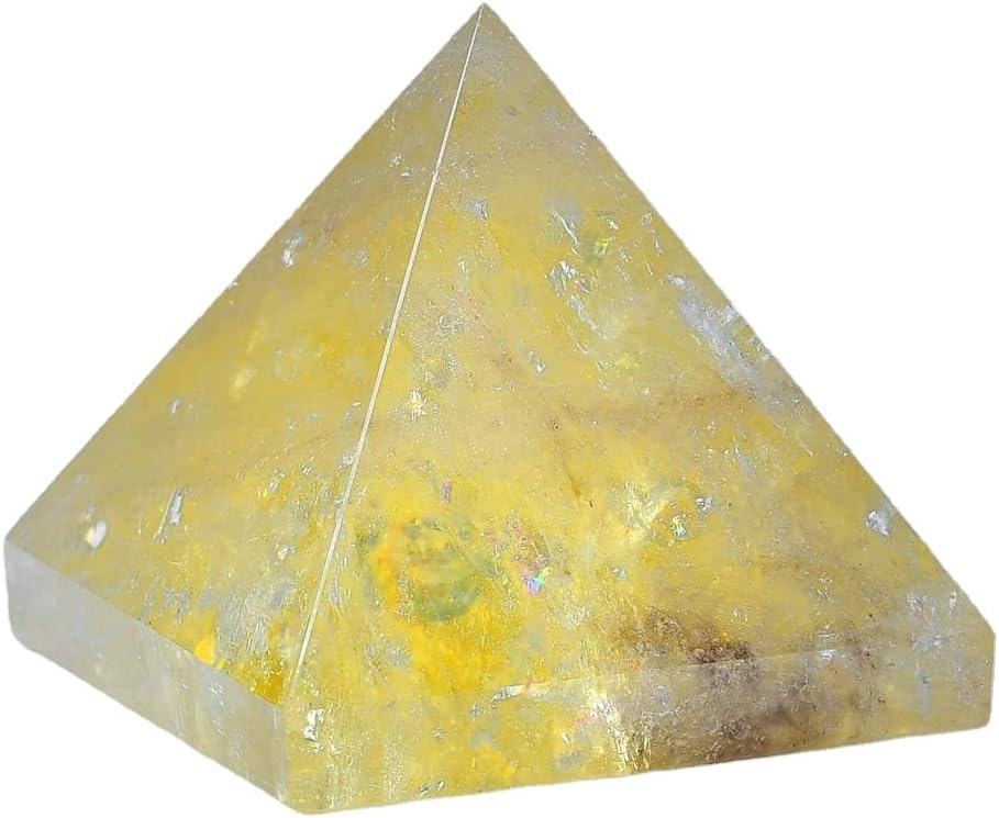 Crystal Pyramid Healing Ornament High Vibration Gemstone Crystal Gift Home Decor Wicca and Reiki Figurine for Collecting and Protection (Rose Quartz,40mm(1.57''))