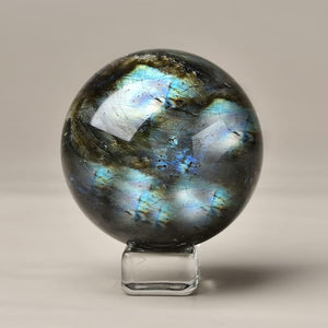 Blue Flash Labradorite Ball Healing Sphere Meditation Chakra Room Decor Office Gift Energy Crystals Reiki Stones Collectible Sphere Stone Rocks Mineral (50-55mm)
