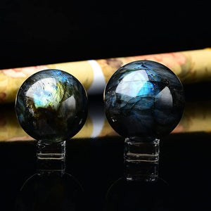 Blue Flash Labradorite Ball Healing Sphere Meditation Chakra Room Decor Office Gift Energy Crystals Reiki Stones Collectible Sphere Stone Rocks Mineral (50-55mm)