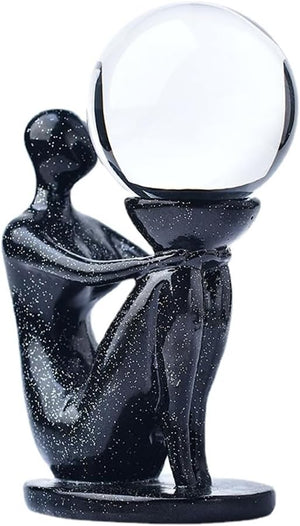 Yoga Women Crystal Holder with Ball Crystal Display for Globe Celestial Athlete Design for Decor Crystal Marble Display (Style C)