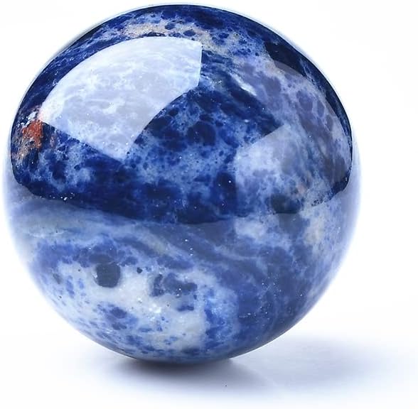 Blue Sodalite Ball Healing Blue Vein Sphere with Stand Meditation Chakra Room Decor Office Gift Energy Crystals Reiki Stones Collectible Sphere Stone Rocks Mineral (60-65mm)