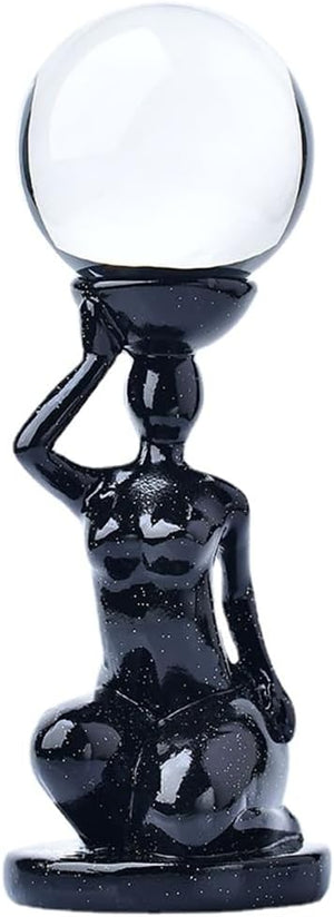 Yoga Women Crystal Holder with Ball Crystal Display for Globe Celestial Athlete Design for Decor Crystal Marble Display (Style C)