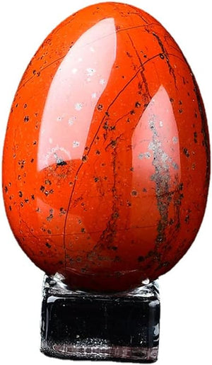 Crystal Massage Egg Sphere Sculpture Healing Crystal Ball Divination Gemstone Figurine 2 Inch Easter Egg with Stand for Room Decoration (Green Cat Eye)