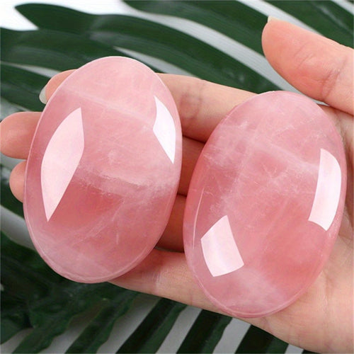 Natural Rose Quartz Crystal Treatment Crystal Gem Rose Quartz Crystal Decoration ENergy Balance Therapy Polishing Stone Palm Stone Mediation GIft