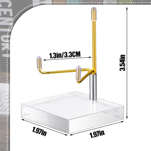 Kigley 4 Pcs Adjustable Metal Arm Display Stand Easel with Clear Acrylic Base for Gemstones Crystal Mineral Agate Plates