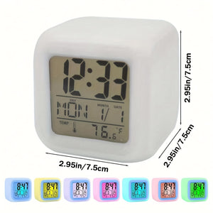 1pc Square White Alarm Clock, Students Smart Electronic Alarm Clock, Special Alarm Bell For Dormitory Home Bedroom