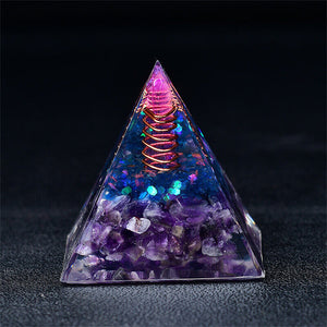 Energy Generator Amethyst Orgone Pyramid EMF Protection Quartz Reiki Meditation