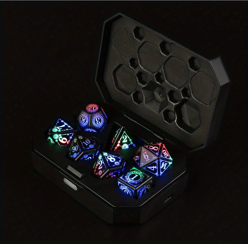 7pcs Rechargeable LED Dice Set - Illuminate Your Board Game Nights!