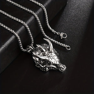 Men Fashion Vintage Dragon Head Pendant Necklace Hip Hop Rock Guard Party Amulet Jewelry Gift