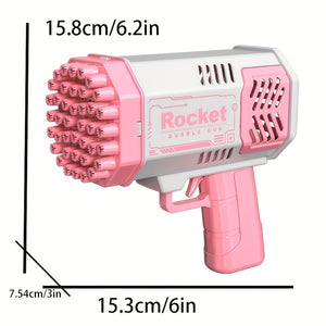 One Pack Of Children's 40 Holes Rocket Launcher Handheld Portable Electric Automatic Bubble Gun LED Light For Boys And Girls Gathering Party