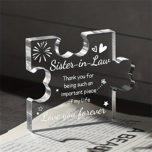 1pc, Gifts For Sister In Law Acrylic Plaque, Sister In Law Birthday Gifts Desk Decorations, Birthday Christmas Mothers Day Card Gifts For Sister In Law