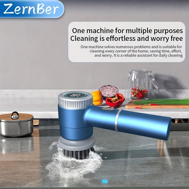 [Rechargeable Spin Scrubber] Rechargeable Electric Spin Scrubber - 6 Replaceable Heads, 3 Adjustable Speeds, Battery Level Display - Electric Cleaning Brush for Tiles/Bathroom/Kitchen/Car/Window