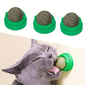 1pc Cats Wall Catnip Lick Ball Toys, Edible Roller Treats For Indoor Cat Interactive Supply