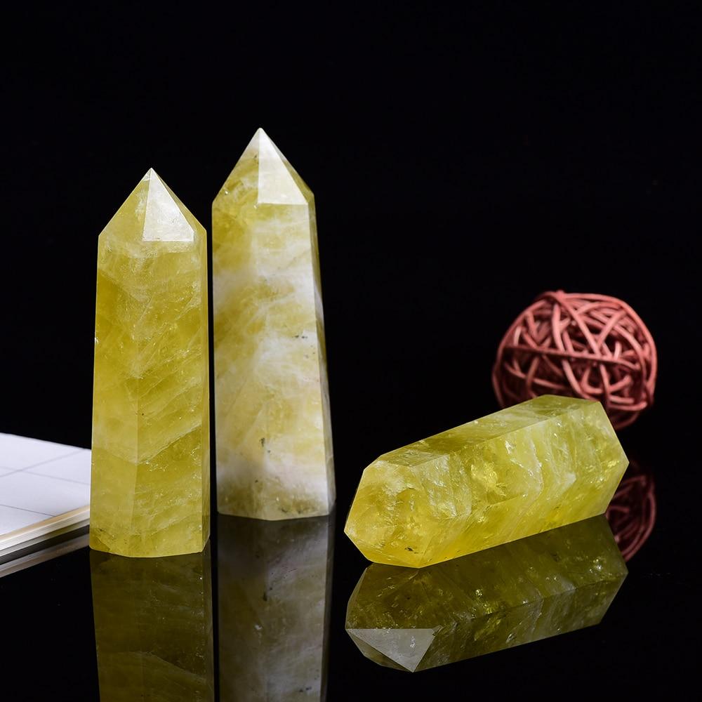 1pc Natural Citrine Crystal Point Healing Obelisk Yellow Quartz Wand Beautiful Ornament for Home Decor Reiki Stone 10x3cm