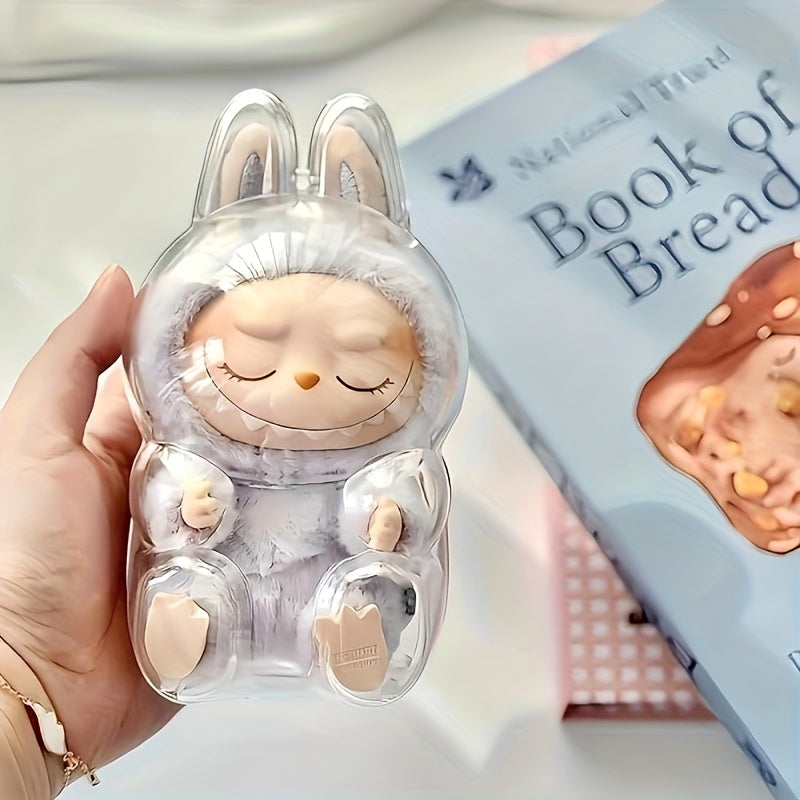 LABUBU Plush Doll Transparent Bag Keychain, Hanging Display Cabinet, Protective Cover, Plastic PVC Storage Box, Suitable for Second-Generation Sitting Parties