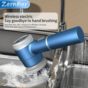 [Rechargeable Spin Scrubber] Rechargeable Electric Spin Scrubber - 6 Replaceable Heads, 3 Adjustable Speeds, Battery Level Display - Electric Cleaning Brush for Tiles/Bathroom/Kitchen/Car/Window