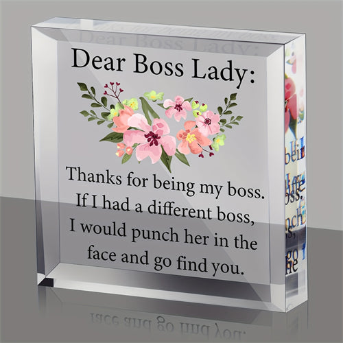 1pc, Boss Gifts Work Acrylic Boss Day Gifts For Women Gift For Female Boss Lady Desk Gifts Heart Shape Appreciation Gift Plaques Bosses Day Gifts For Boss's Paperweight